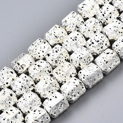 Electroplated Natural Lava Rock Beads Strands G-T114-65S-1