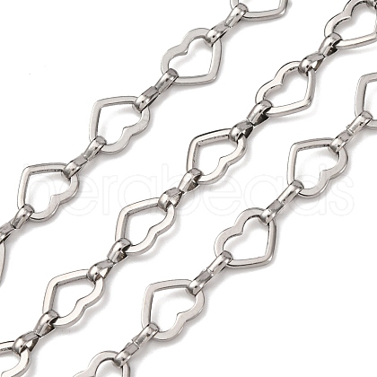 304 Stainless Steel Heart Link Chains CHS-S012-18P-1