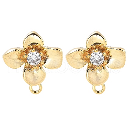 Brass Clear Cubic Zirconia Stud Earring Findings KK-A238-01E-G-1