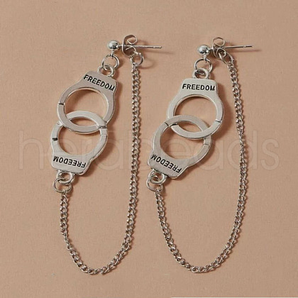 Handcuffs Alloy Curb Chain Dangle Stud Earrings FS-WG22813-01-1