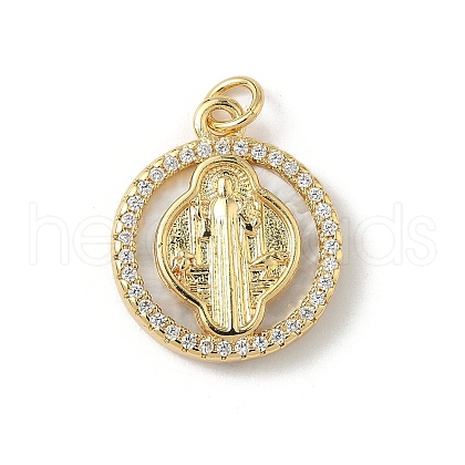 Brass Micro Pave Cubic Zirconia with Shell Pendants KK-Z115-04G-01-1