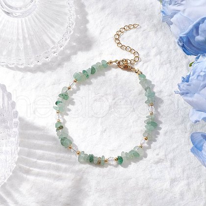 Natural Green Aventurine Chip Beaded Bracelets for Women BJEW-JB11742-07-1