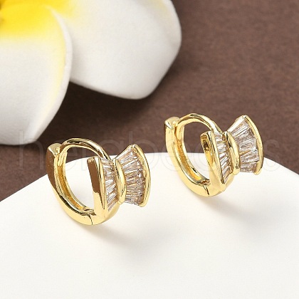 Brass Micro Pave Clear Cubic Zirconia Hoop Earrings EJEW-D323-02G-1
