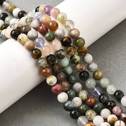 Natural Quartz Crystal & Rhodochrosite & Rose Quartz & Amethyst & Strawberry Quartz & Tourmalinated Quartz/Black Rutilated Quartz Beads Strands G-B143-A01-6mm-1