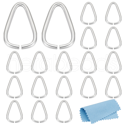 BENECREAT 20Pcs 925 Sterling Silver Triangle Linking Ring STER-BC0002-21S-1