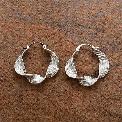 Textured Twist Brass Hoop Earrings for Women EJEW-U055-03B-P-1