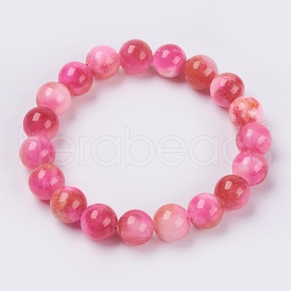 Natural Jade Beaded Stretch Bracelet BJEW-P214-21-8mm-1