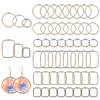 CHGCRAFT 48Pcs 6 Styles Alloy Open Back Bezel Pendants FIND-CA0008-85-1