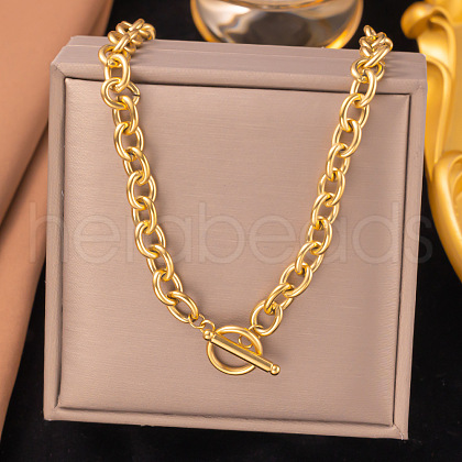 304 Stainless Steel Chunky Cable Chain Necklaces for Women NJEW-Z072-02G-1