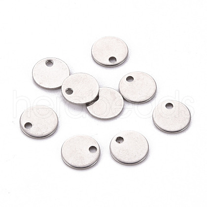 Non-Tarnish 201 Stainless Steel Stamping Blank Tag Pendants STAS-T058-8mm-P-1