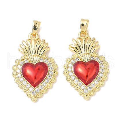 Brass Micro Pave Clear Cubic Zirconia Pendants KK-XCP0002-04-1