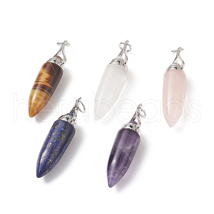 Natural & Synthetic Mixed Gemstone Pointed Big Pendants G-C051-09P-1