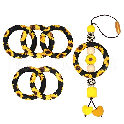 5Pcs Ring Food Grade Eco-Friendly Silicone Focal Beads JX893N-1