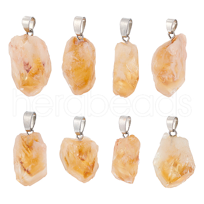 FINGERINSPIRE 8Pcs Natural Citrine Pendants G-FG0001-12-1