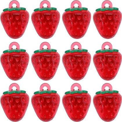 SUNNYCLUE 24Pcs Transparent Resin Imitation Fruit Pendants INS-SC0001-01-1