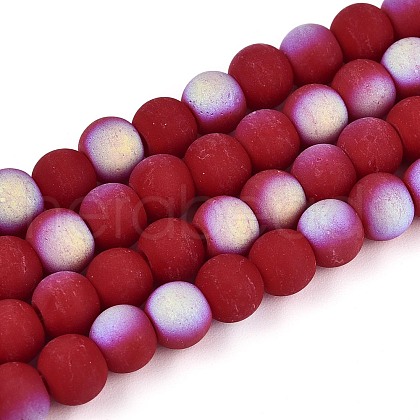 Frosted Opaque Glass Beads Strands GLAA-T032-P6mm-MBB23-1