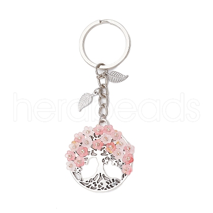Flat Round with Tree of Life Alloy Keychains KEYC-MZ00039-01-1
