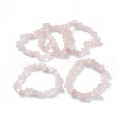 Natural Rose Quartz Stretch Bracelets BJEW-G615-03-1