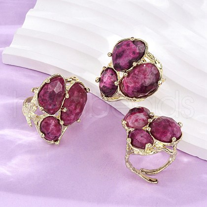 Natural Quartz Cuff Rings RJEW-M076-06G-02-1