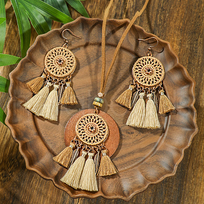 Bohemian Style Alloy & Wood Jewelry Set FS-WG3D99C-02-1