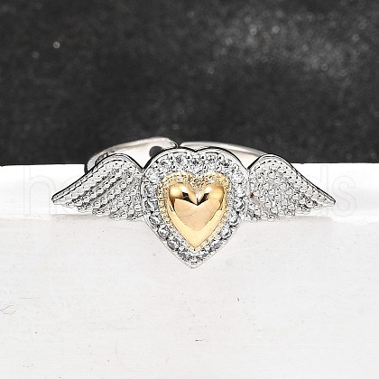 Gothic Style Brass Micro Pave Clear Cubic Zirconia Cuff Rings for Women RJEW-U051-02B-GP-1