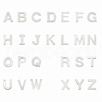 304 Stainless Steel Alphabet Letter Charms STAS-PH0019-70-1