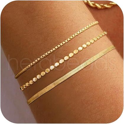 3Pcs Bohemian Style Alloy Chain Bracelets Kit for Women WG2620E-07-1