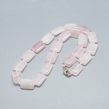 Natural Rose Quartz Beaded Necklaces NJEW-S398-17-1