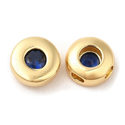 Brass Micro Pave Cubic Zirconia Beads ZIRC-Q202-18G-01-1