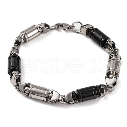 201 Stainless Steel Column Link Chain Bracelets BJEW-B078-61EBP-1