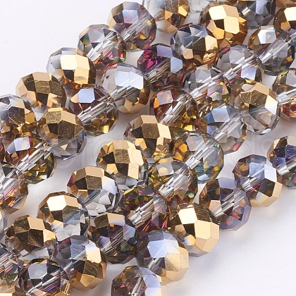 Electroplate Glass Faceted Rondelle Beads Strands EGLA-D020-10x8mm-14-1