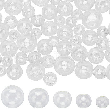 SUNNYCLUE 120Pcs 5 Styles Round Mechanized Blown Glass Globe Ball Bottles BLOW-SC0001-01-1