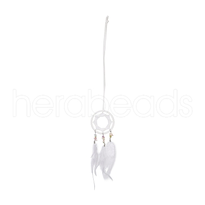 Iron Woven Web/Net with Feather Pendant Decorations AJEW-B017-01-1