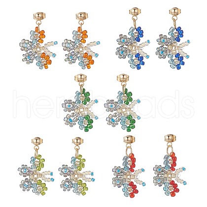 Glass Beaded Butterfly Dangle Stud Earring EJEW-JE05135-1