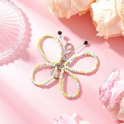 Glass Seed Beads Butterfly Pendant Decorations HJEW-JM03352-01-1