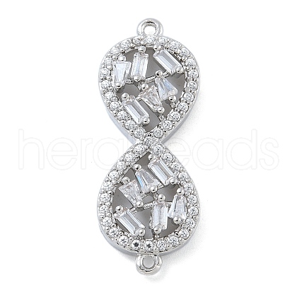 Rack Plating Brass Clear Cubic Zirconia Infinity Connector Charms KK-A234-036P-02-1