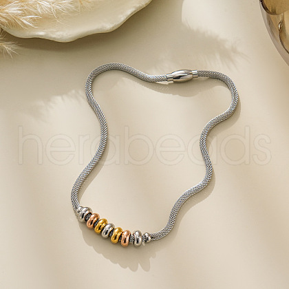 304 Stainless Steel Rondelle Graduated Beaded Necklaces FS-WG89CD2-02-1