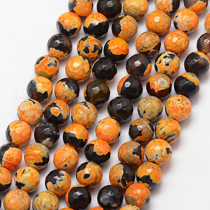 Natural Fire Crackle Agate Bead Strands G-K166-06F-6mm-10-1