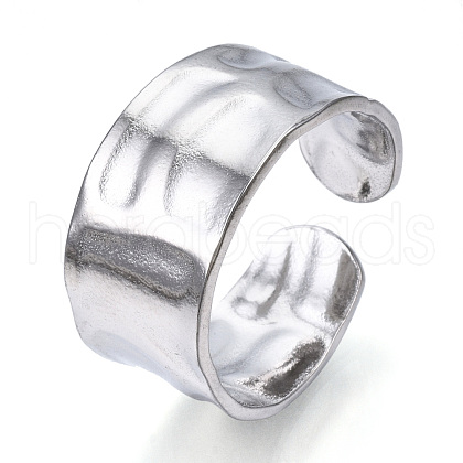 304 Stainless Steel Wide Open Cuff Ring for Women RJEW-N040-09-1