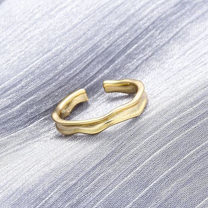 Brass Cuff Rings for Women RJEW-H248-03G-1