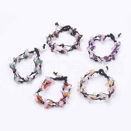 Adjustable Natural Gemstone Multi-strand Bracelets BJEW-JB03232-1