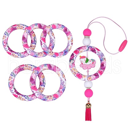 5Pcs Ring Food Grade Eco-Friendly Silicone Focal Beads JX893O-1