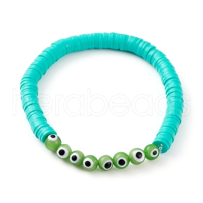 Polymer Clay Heishi Beads Stretch Bracelets BJEW-JB05905-05-1