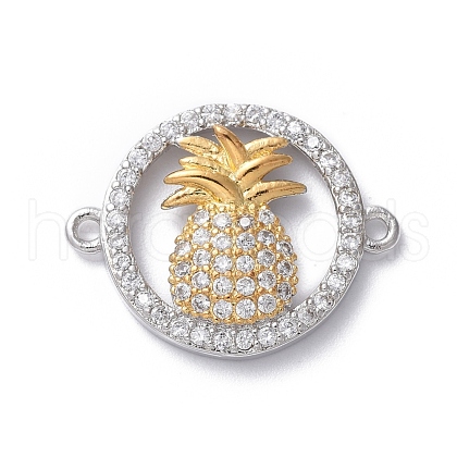Brass Micro Pave Cubic Zirconia Links connectors ZIRC-G159-04-05-1