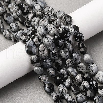 Natural Snowflake Obsidian Beads Strands G-K395-A04-02-1