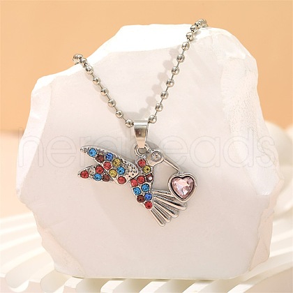 Alloy Colorful Rhinestone Pendant Necklaces for Kid FS-WG8D677-05-1