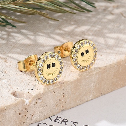 Brass Stud Earrings EJEW-S247-01C-G-1