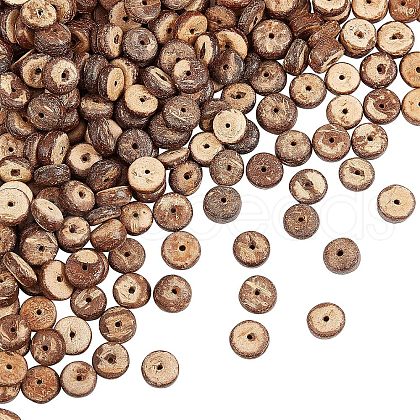 Olycraft Natural Coconut Shell Rondelle Bead Strands COCB-OC0001-001B-1