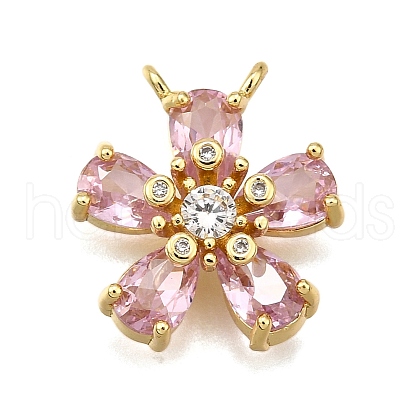 Rack Plating Brass Micro Pave Cubic Zirconia Pendants KK-K401-55G-1