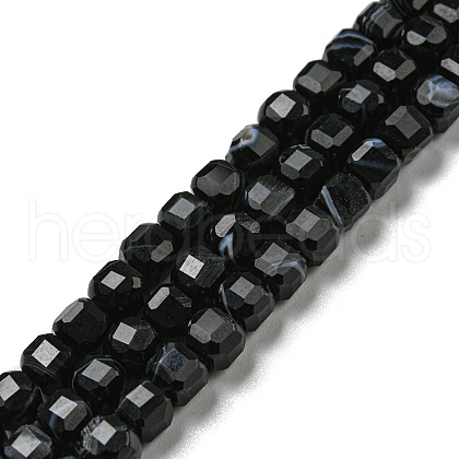 Natural Black Agate Beads Strands G-G005-A01-01-1